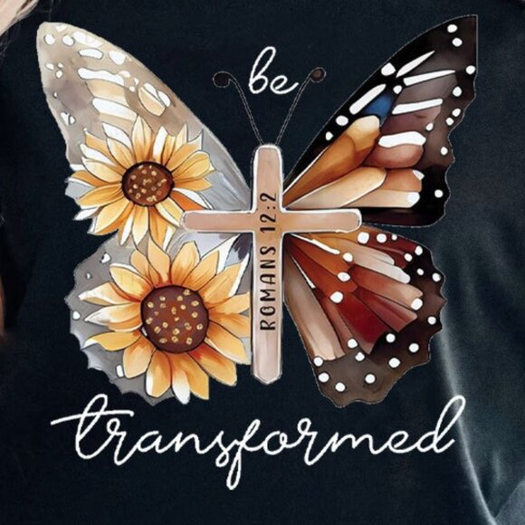 Be Transformed Butterfly Christian T-Shirt - Picture 2 of 5
